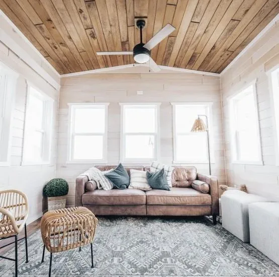 The Trailblazer living area with a comfortable sofa