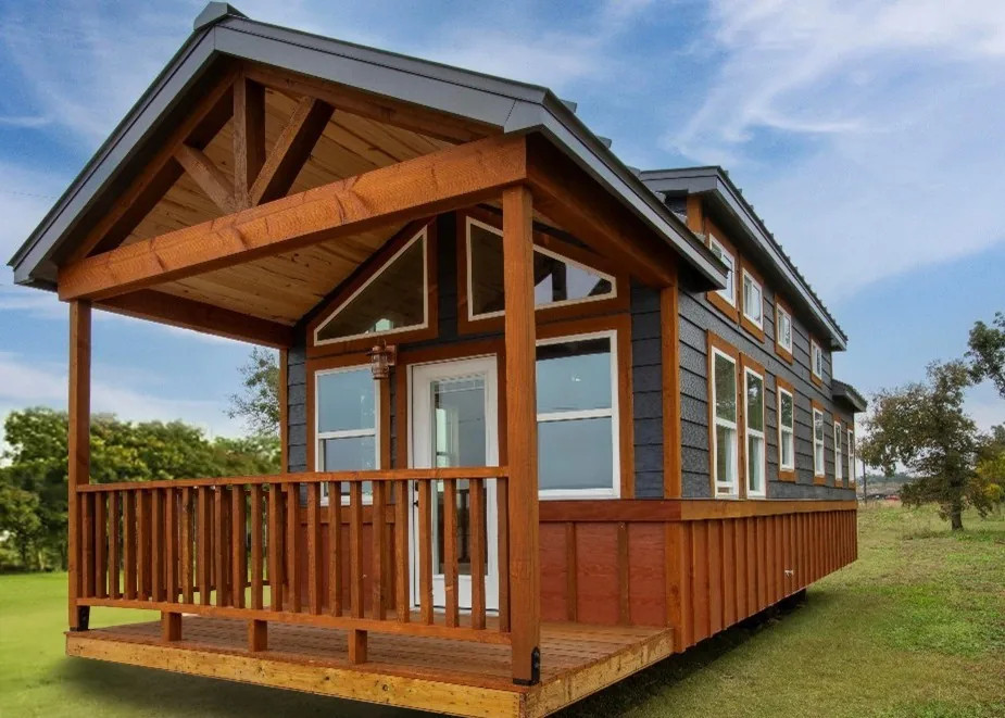 A park model tiny home built for a cold Wyoming climate